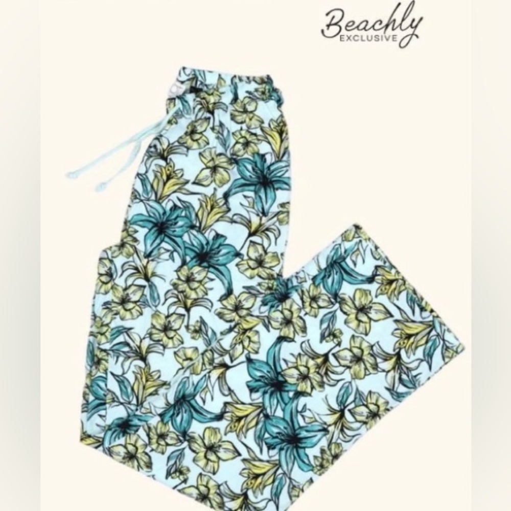 NWT BEACH RIOT Beachly tropical summer drawstring pant swim cover-up lounge pant